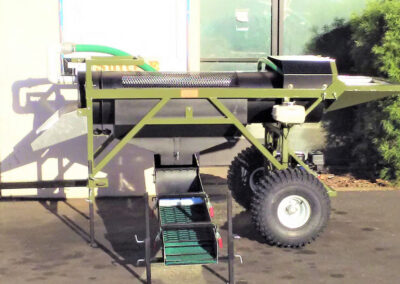 Standard Mini-Trommel shown with optional ATV tire/axle kit, one of our most popular equipment options.