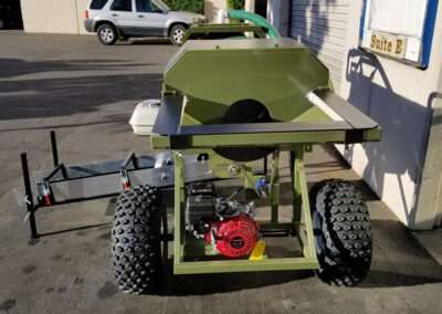 Standard Mini-Trommel shown with Standard feed hopper which is perfect for shovels and buckets. Note: Spray bars are fully protected from damage yet easily removable and adjustable in angle.